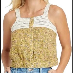 NWT Floral Yellow and White Lace Women's Top